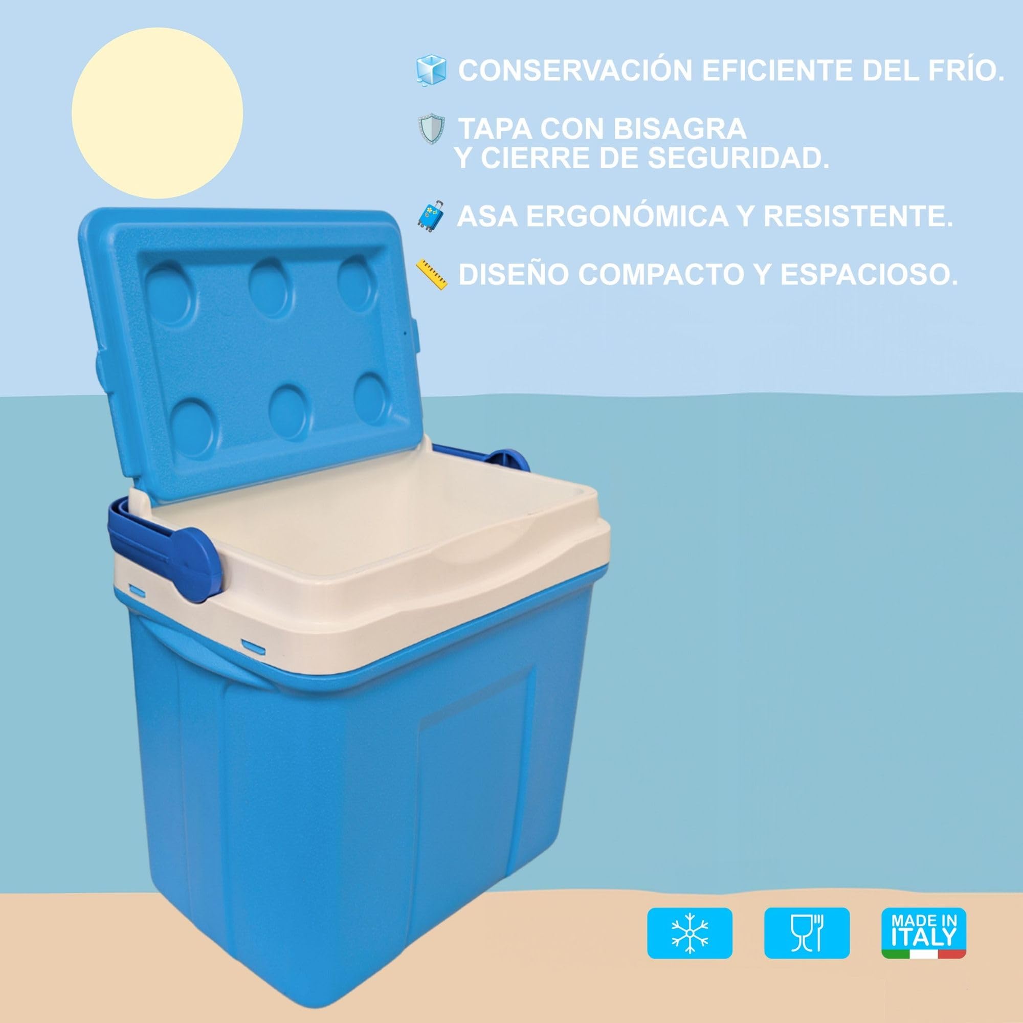 Nevera portátil con asa ergonómica, Ligera y compacta, Ideal para Playa, Camping, excursiones o Picnic, Bolsa térmica Porta Alimentos, Alternativa a Mochila Nevera isotérmica