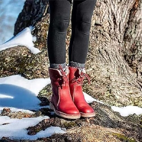 Vintage Buttery-Soft Waterproof Wool Lining Boots,Women's Slip-On Orthopedic Waterproof Diabetic Walking Snow Boots3