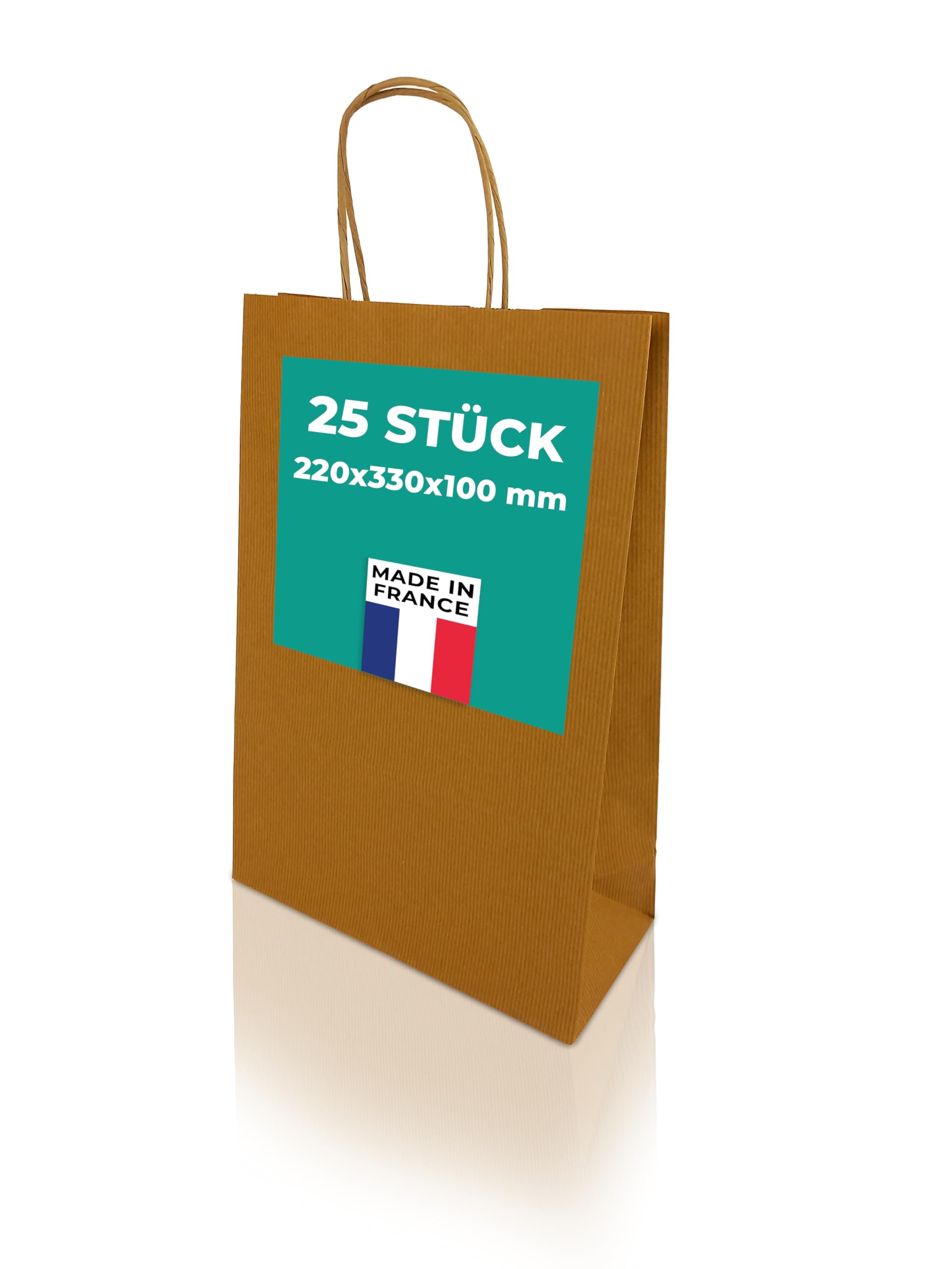 h-Green Paper Carrier Bags Recycled Paper Brown 220 x 330 x 100 cm Pack of 25