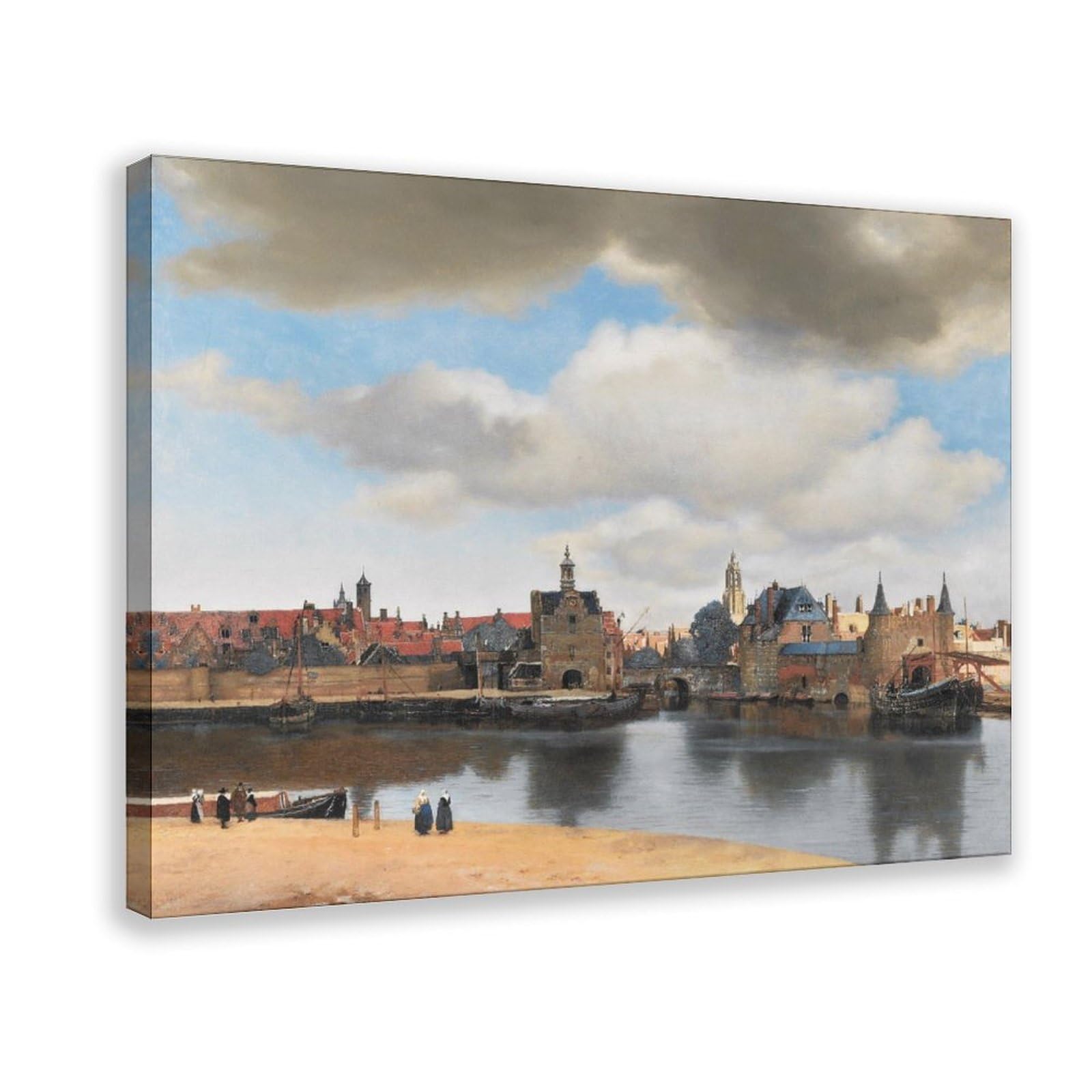 WCYB View of The Delft 1661 by Johannes Vermeer Posters Prints Canvas Deco Paintings Wall Art Hangable Frame 20" L X 30" W