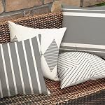RABUSOFA Couvre-oreillers extérieurs 20x20 Ensemble de pouces 4,Couvertures d'oreillers imperméables à l'eau, Oreillers extérieurs ,Décroisoirs de ferme Boho Coussin pour meubles de canapé Patio gris (20"X20") (Gray, 20"X20)