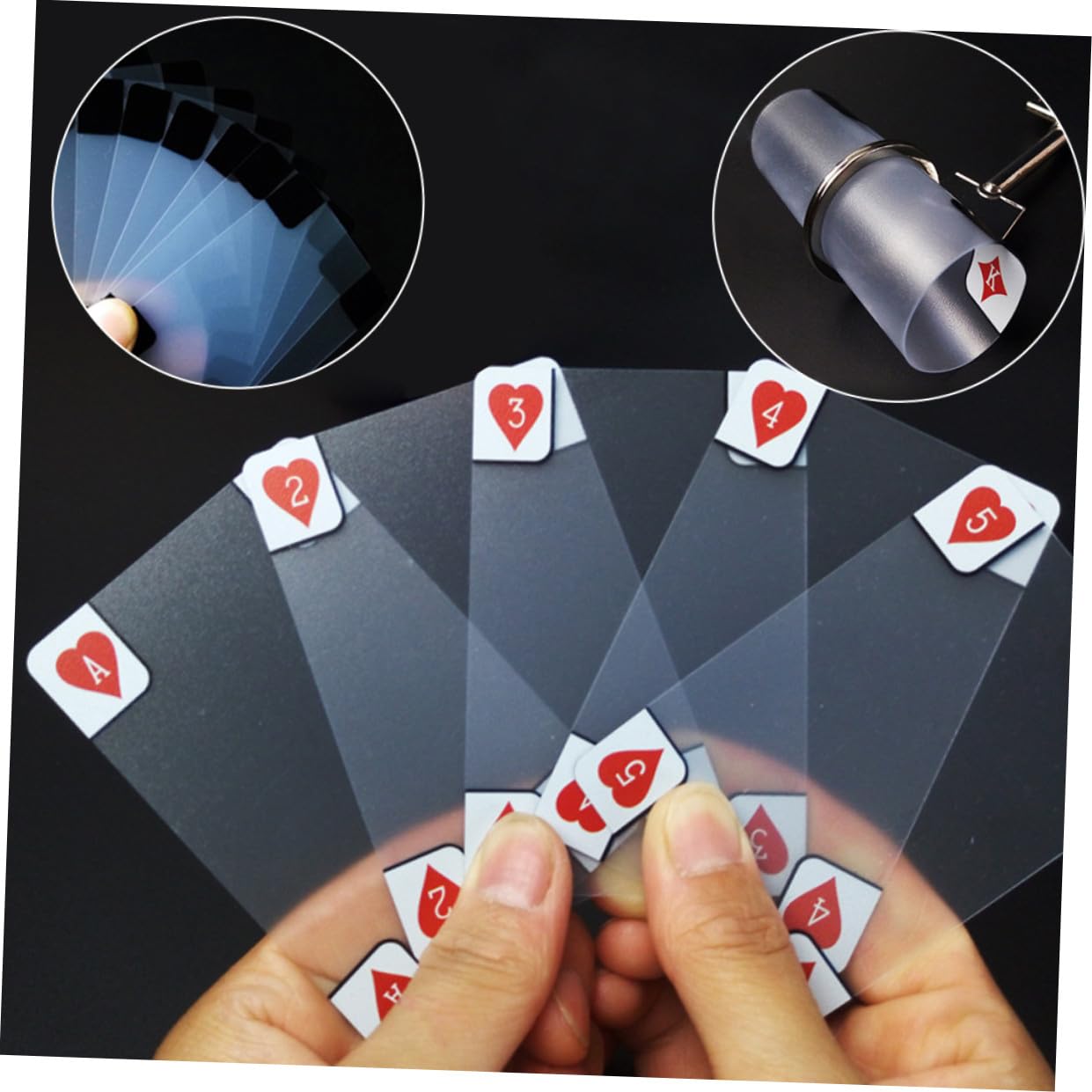 INOOMP 3 Pz Poker Chiaro Chiara Carta Da Poker Carte Trasparenti Carte Da in Pvc Trasparente Attizzatori Impermeabili Impermeabili e Carta Da Gioco