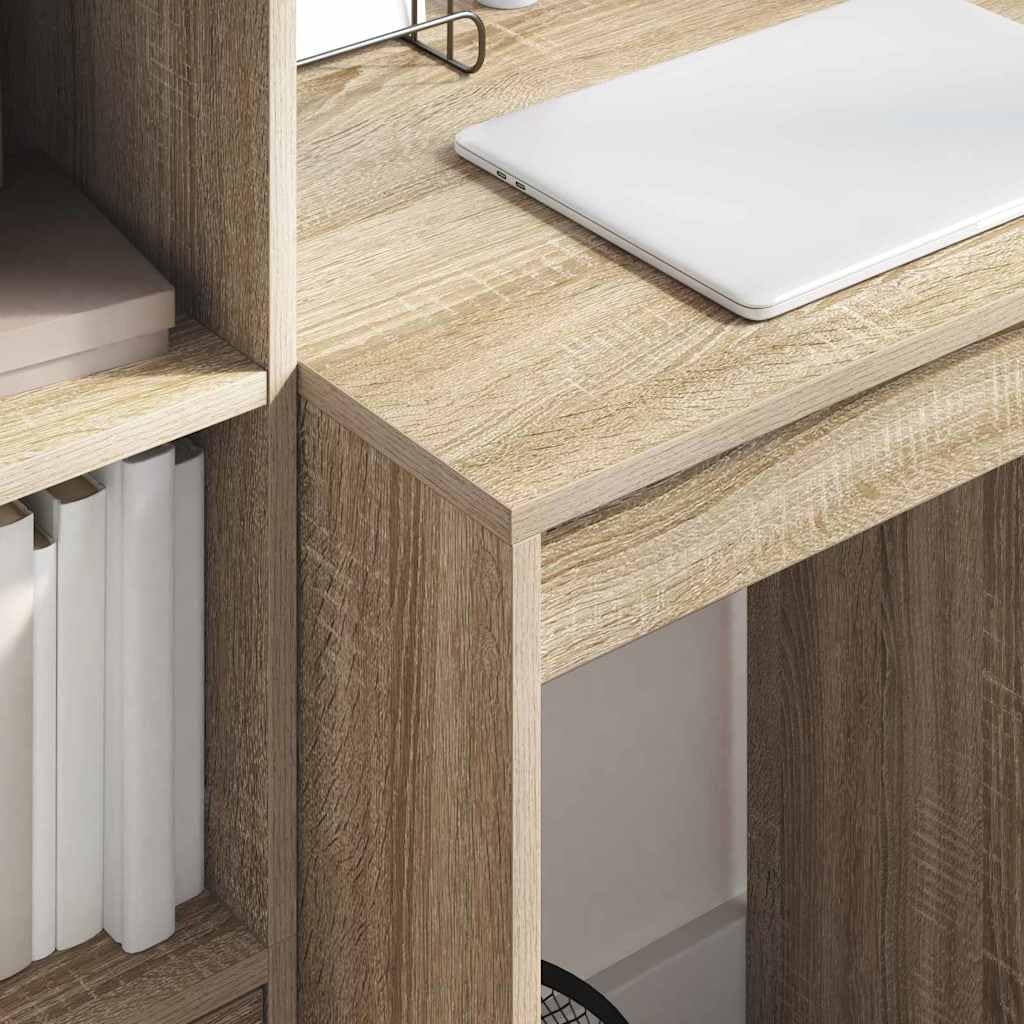 Biurko z dębu Sonoma 60 x 50 x 76 cm, kompaktowe biurko z materiału drewnopochodnego do małych biur, ze stabilnym blatem do laptopa i monitora, proste