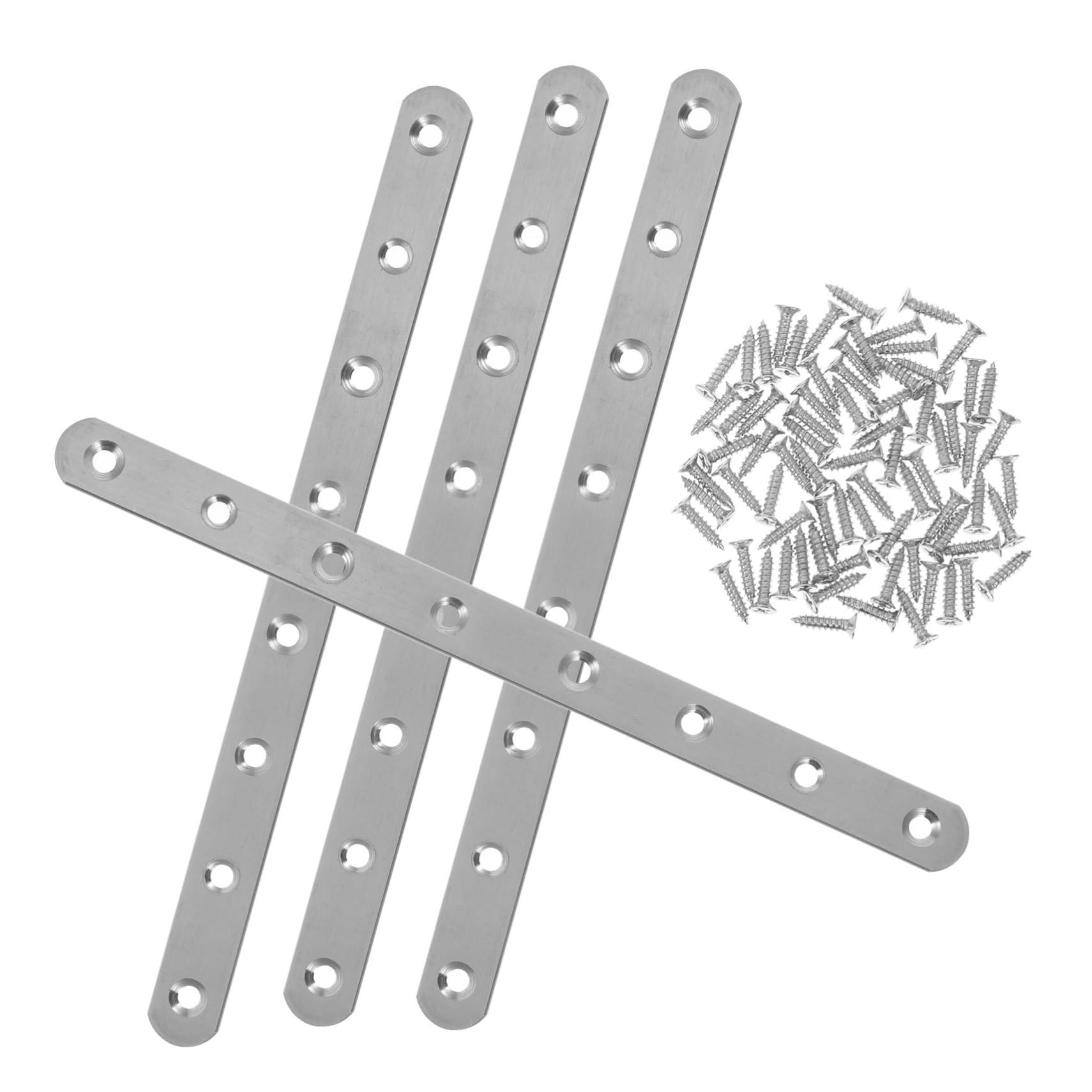 VILLFUL 4pcs Right Angle Bracket Fence Brackets Braces Brackets Steel Flat Bracket Fixing Bracket Brackets for Braces Mending Plates Metal Brackets for Wood Stainless Steel Silver