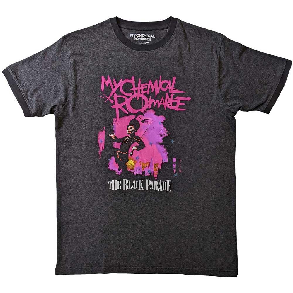 Rock Off officially licensed products My Chemical Romance Ringer T Shirt Black Parade March Official Unisex Charcoal S