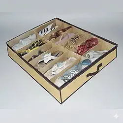 Organizador de Sapatos Flexível para 12 Pares, Compartimentos Individuais, Bege