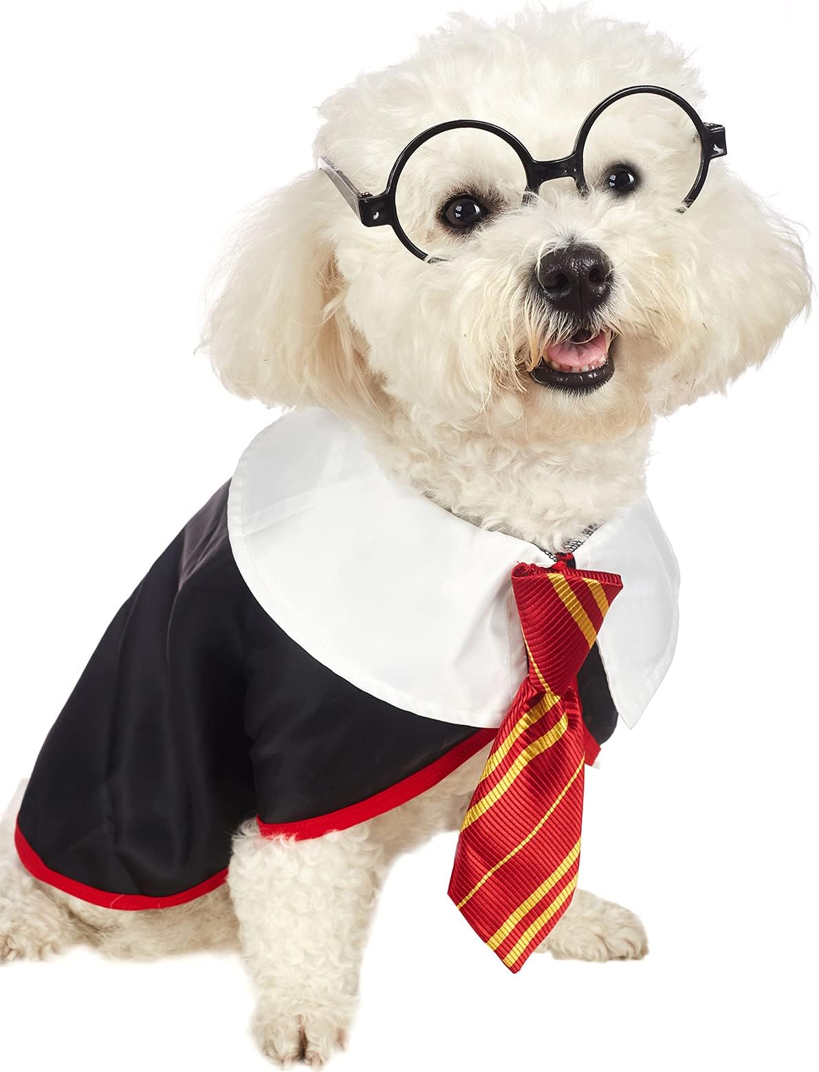 Impoosy Pet Halloween Dog Shirts Funny Cat Wizard Costume Cute Apparel Soft Clothes with Glasses (Large,Neck:18")