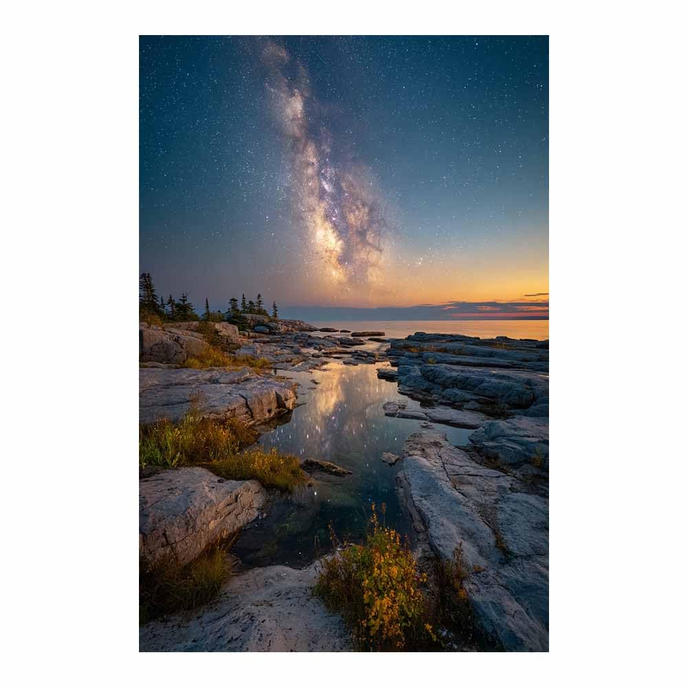 HOQIU Vintage wall art Starry Night Reflection decorative painting, wall art, for Living Room Bathroom Bedroom Kitchen Decoration.(Multicolor)-60x80cm Unframed