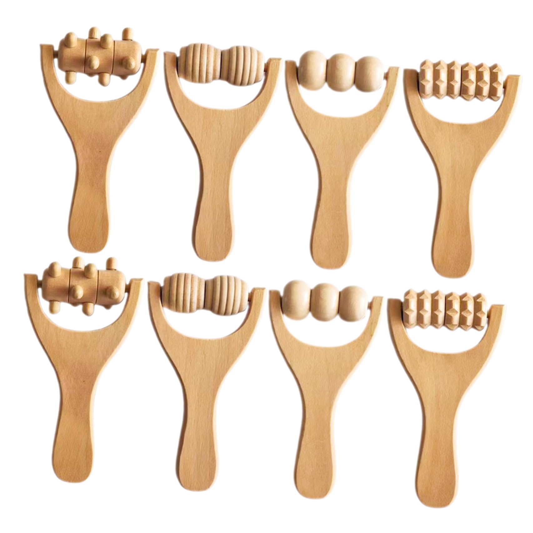 8 piezas Rodillo Masajeador de Madera para Espalda Cuello Pies y Brazos Diseño Ergonómico Portátil Herramienta Duradera para Acupresión y Relajación Muscular