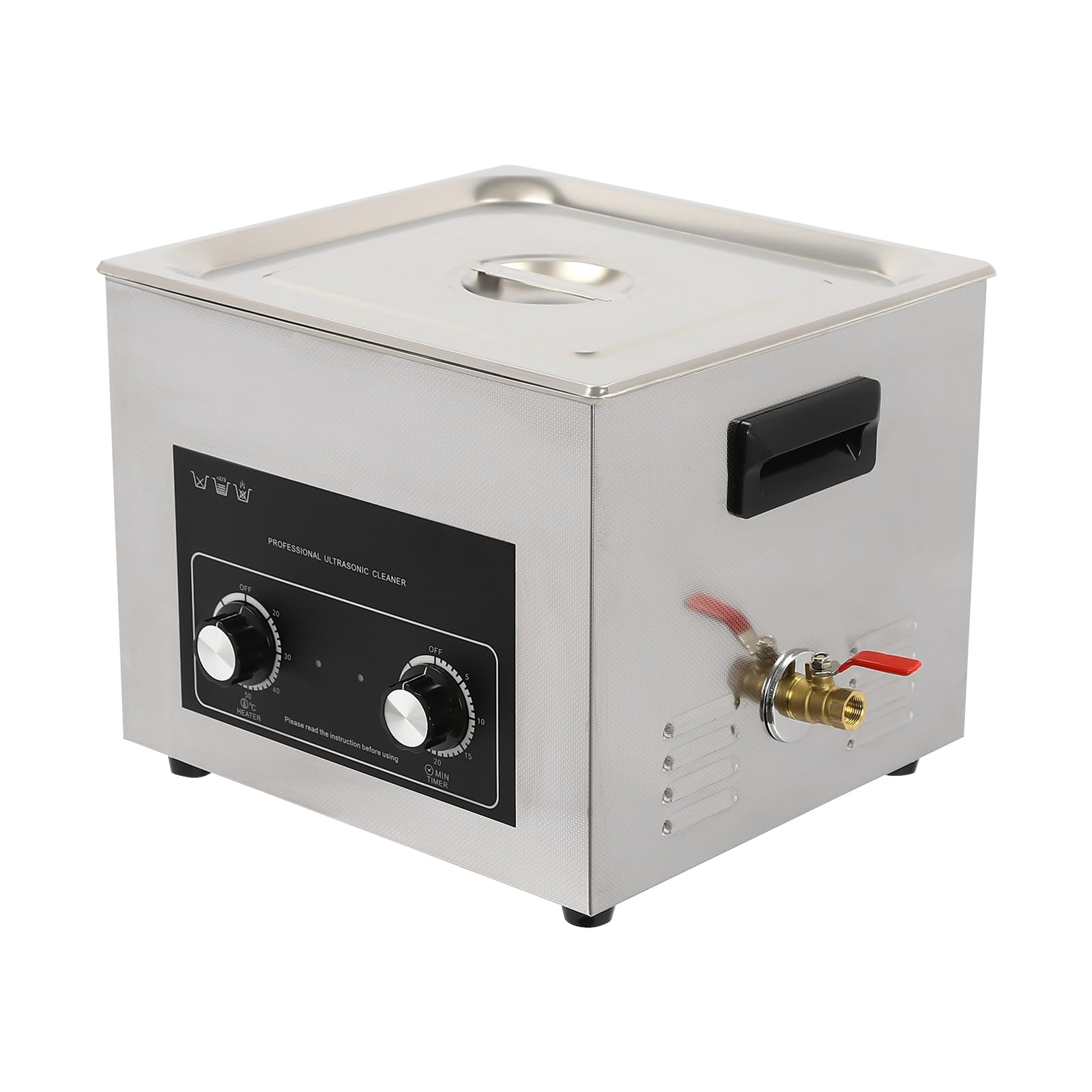 ROMYIX Ultrasonic Cleaner with Digital Timer & Heater,15L Ultrasonic Cavitation Machine, 304 Stainless Steel Professional Ultrasonic Cleaner for Jewellery Dentures Carburetors Coins(Knob switch) (15L)