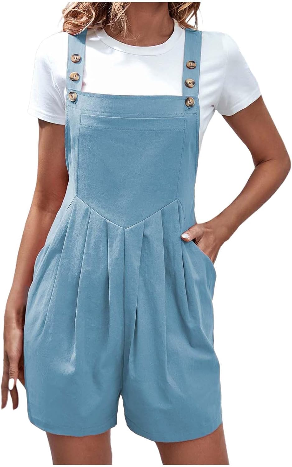 Raopuzi Damen Latzhose - Weite Beine Mit Verstellbaren Trägern & Reißverschlusstaschen