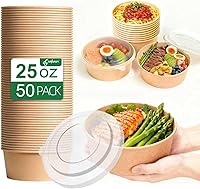 Vista 15 de Cuencos de papel redondos desechables de 34 onzas con tapa, 50 juegos de cajas de contenedores de delicatessen, a prueba de derrames, aptos