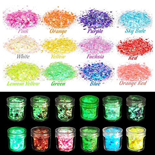 Brillantes Maquillaje, 12 Colores Luminosas Brillos Glitter Cosméticos, Brillos Corporales para pelo pegatinas, Spray Glitter Para Uñas, Festival Purpurina, Manualidades Brillante Decoración Cover