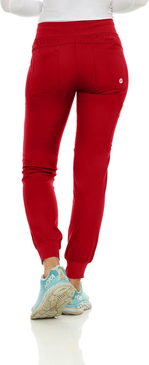 MediChic Women’s Scrub Jogger Pants – 6 Pockets, 4-Way Stretch, Ribbed Waist, Easy-Care Medical Workwear - Image 2