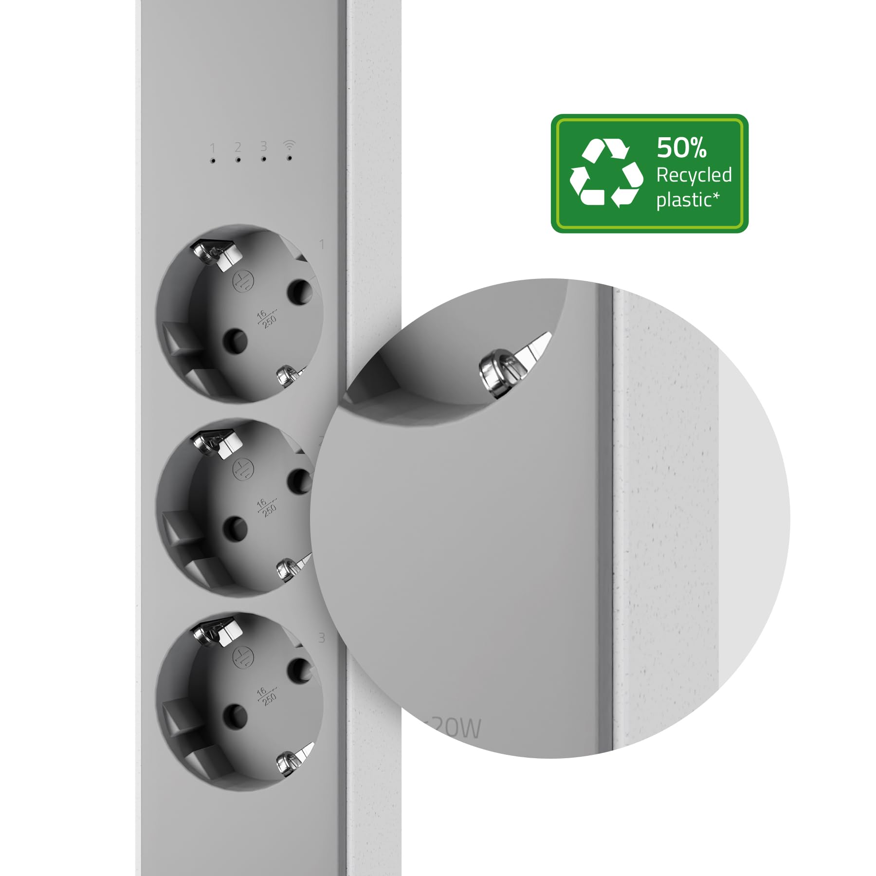 Hombli Smart Regleta con 3 Salidas AC y 2 USB | Regleta Wi-Fi con Protección contra Sobretensiones y Protección Infantil | Montaje en Pared | Cable de 1,5m | Compatible con Alexa y Google