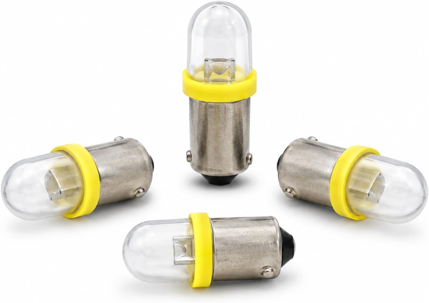 4PCS BA9S LED Bulb, 12V AC/DC Bayonet Light (Yellow)