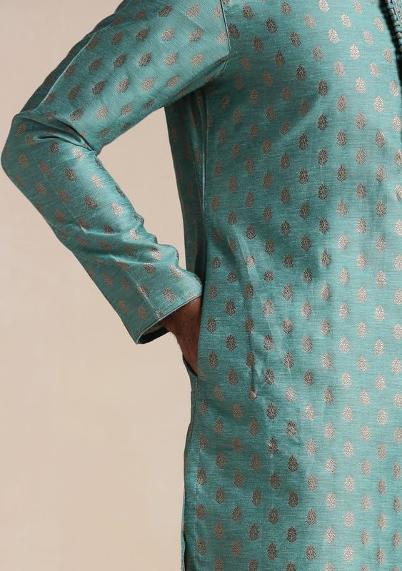 Image of Manyavar Men's Jacquard Hand Embroidered Kurta Set (2pcs)