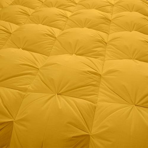 Miniatura 9 de Saferay Green Para todas las estaciones  Edredón plisado de lujo tamaño King extragrande 128 x 120 pulgadas, edredón acolchado alternativo al plumón