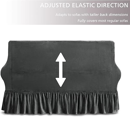 Miniatura 3 de NICEEC Funda para sofá biplaza, súper suave, 1 pieza, color gris, elástica, universal, de elastano, para sala de estar, fácil ajuste, lavable,