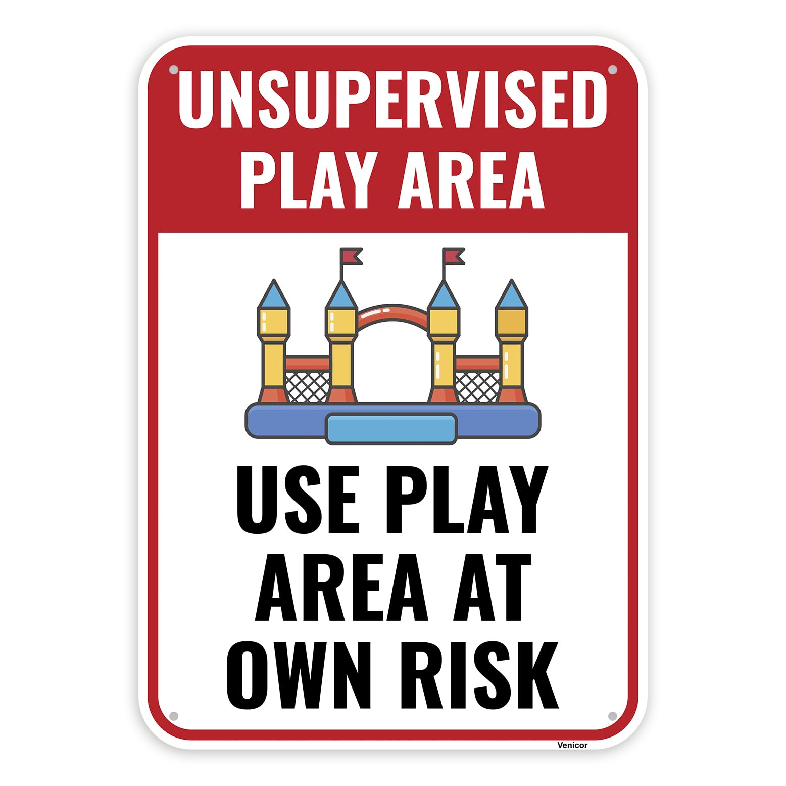 Playground Aluminum Sign, Use At Your Own Risk Safety Notice, 12x8 Inch