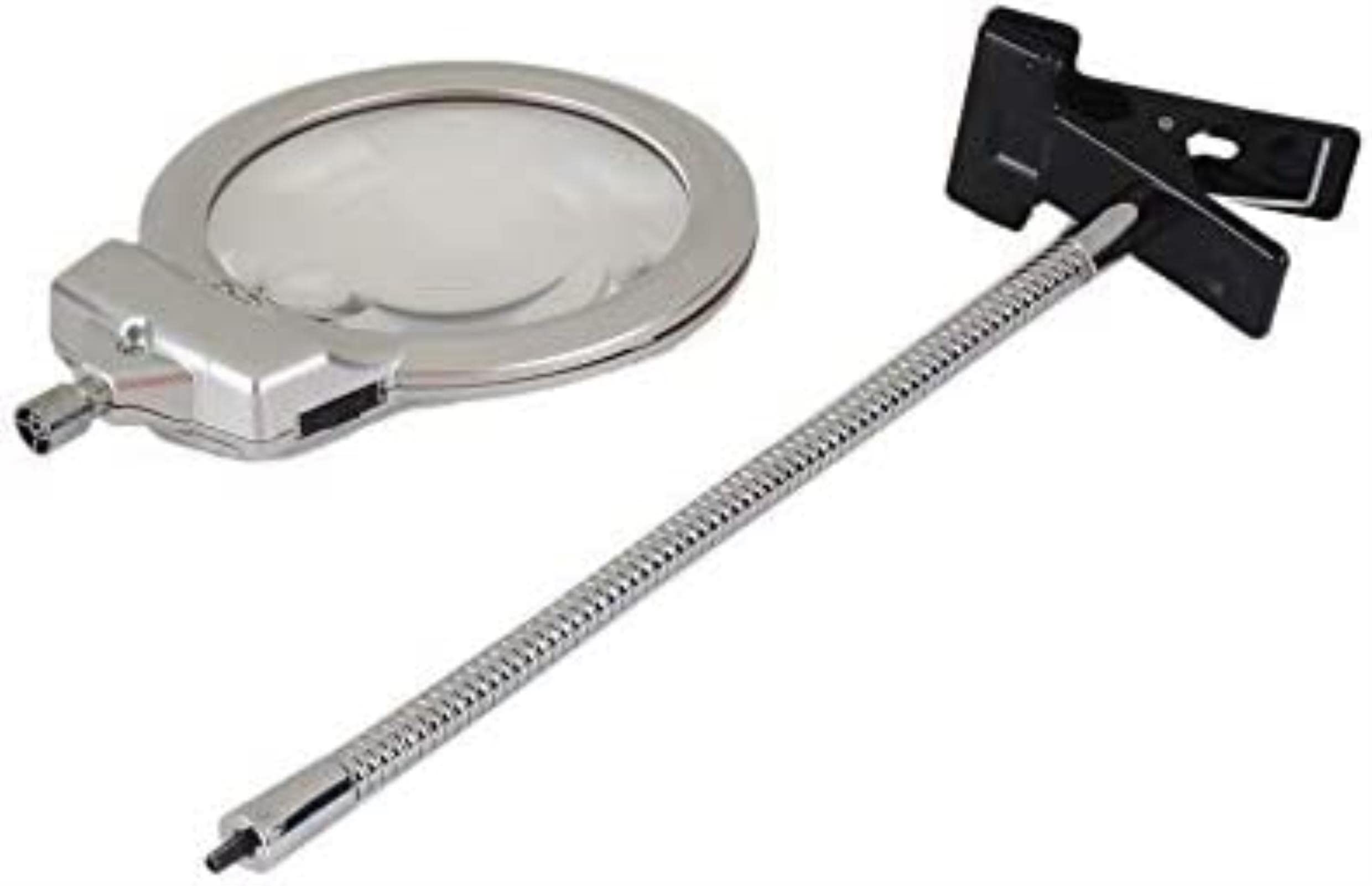 Lupa de sobremesa con Clip para Escritorio, Lupa iluminada, Lupa de Lectura, Manguera de Metal, lámpara con luz LED, Lupa de sobremesa con Abrazadera, Color Plateado