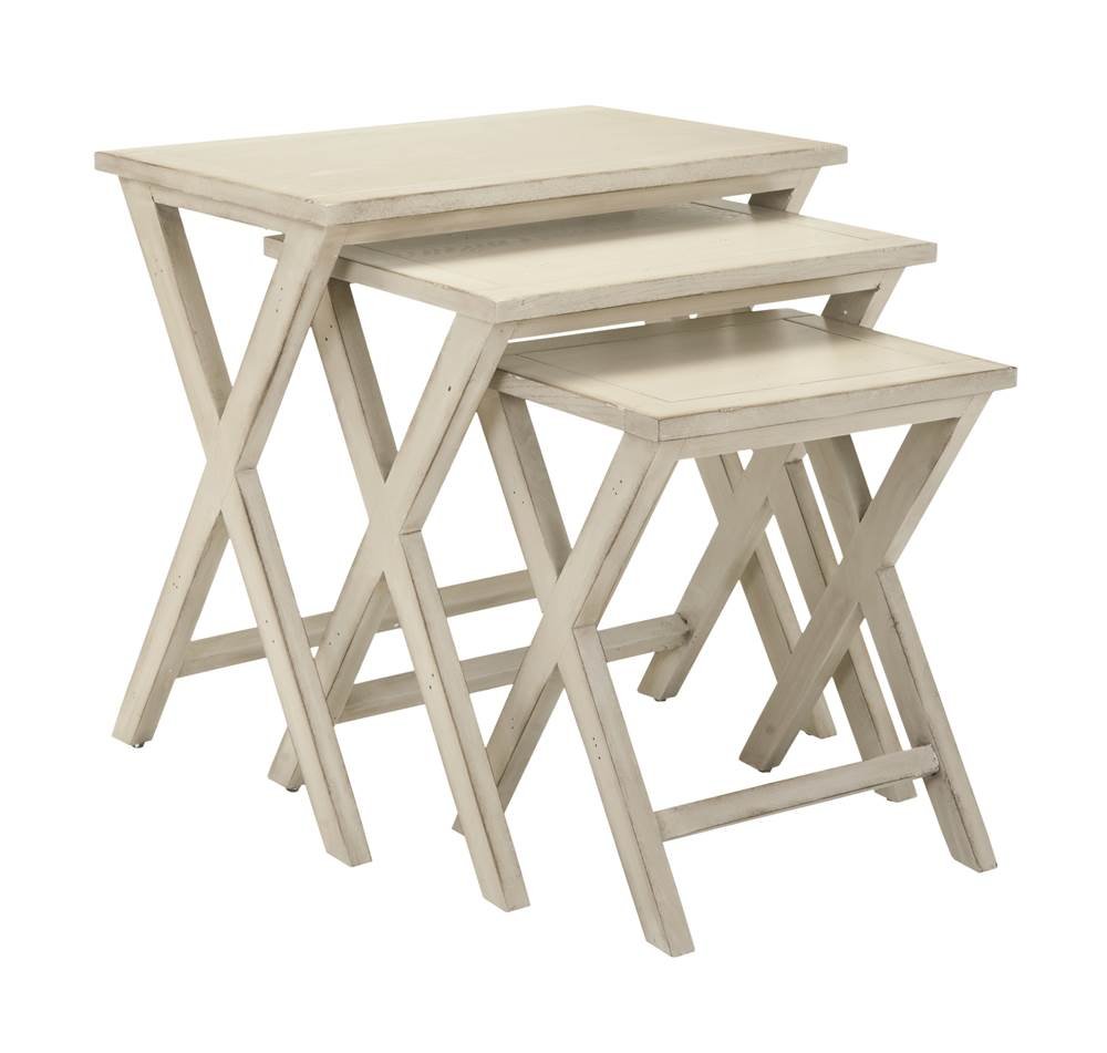 Safavieh American Homes Collection Maryann Antiqued White Stacking -Tray Tables