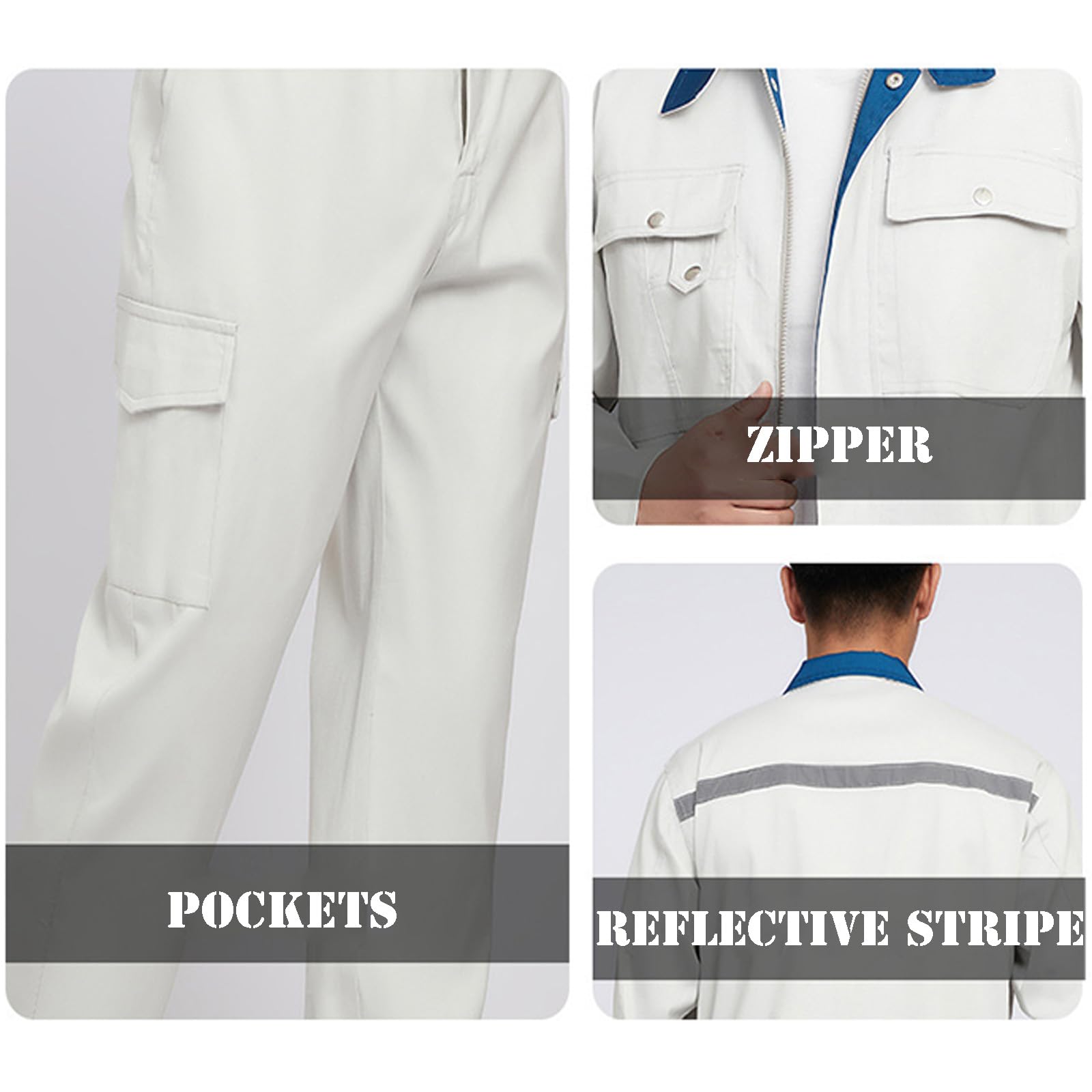 Manica Lunga Tuta Lavoro Generale Meccanico Officina Uniforme Per Gli Uomini Abbigliamento Da Lavoro Con Striscia Riflettente