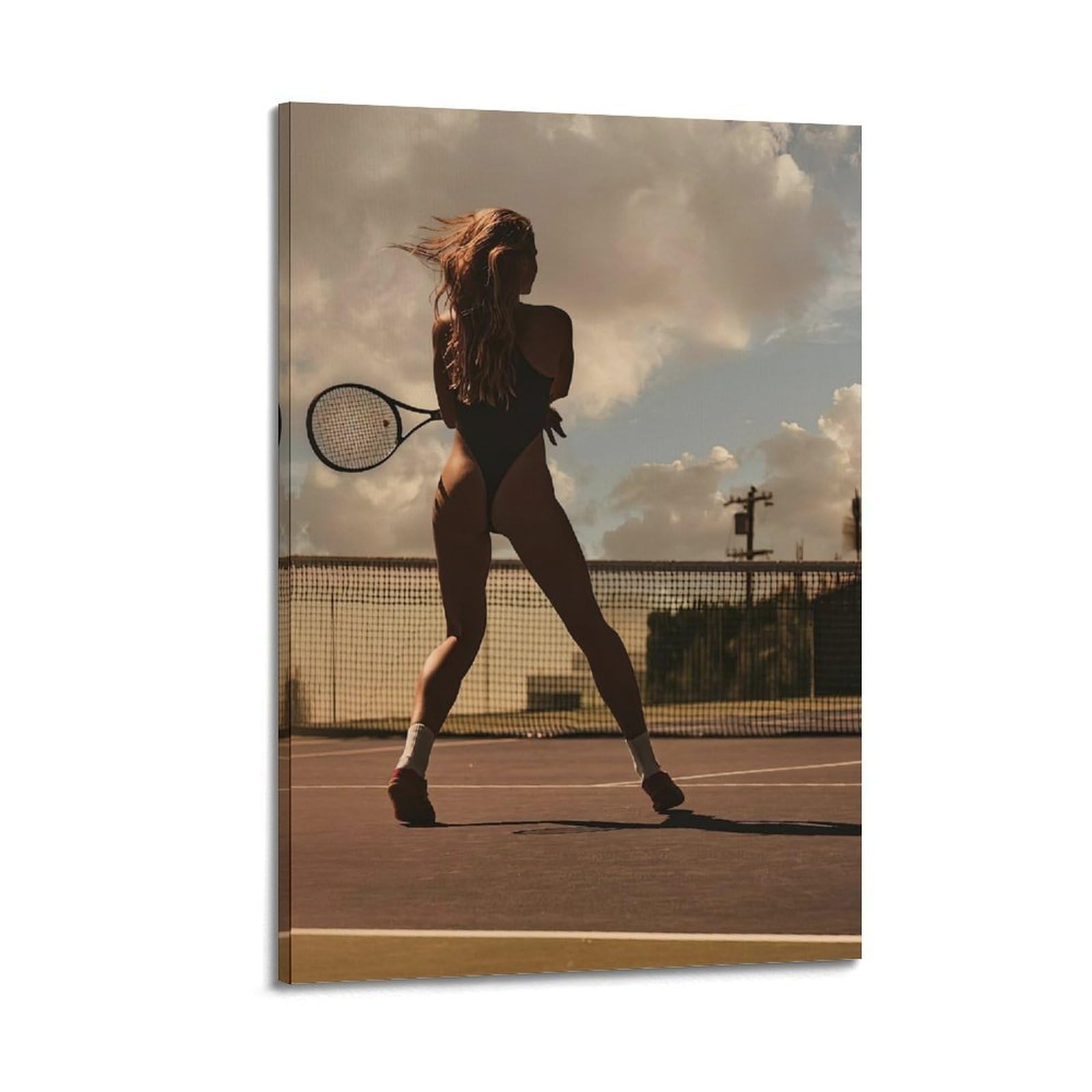 OKAHYS Beautiful Tennis Girl Vintage Artwork Poster Decorative Painting Canvas Wall Artworks Picture 24x36inch(60x90cm)