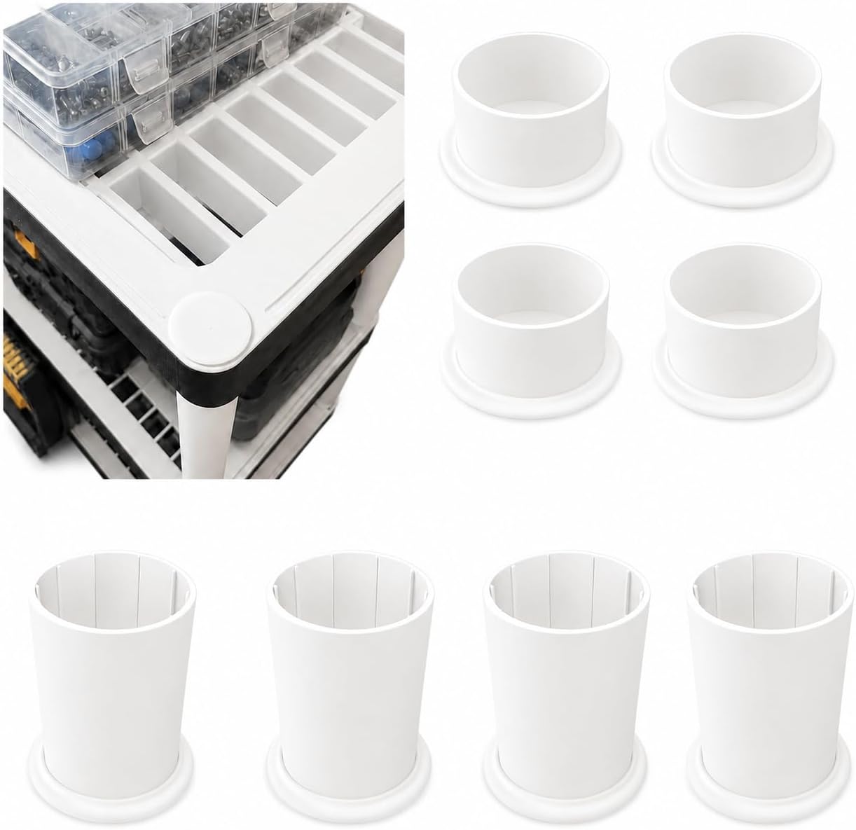 Replacement Shelf Feet and End Caps Compatible with HDX Tier Plastic Shelving, Snap-in Storage Rack Foot Caps for Garage and Home Utility Shelves, 4 Sets