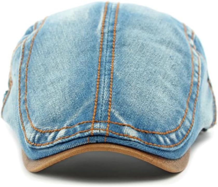 Denim Newsboy Hats Flat Cap for Men Women Adjustable Ivy Gatsby Cabbie Driving Hat - Image 2