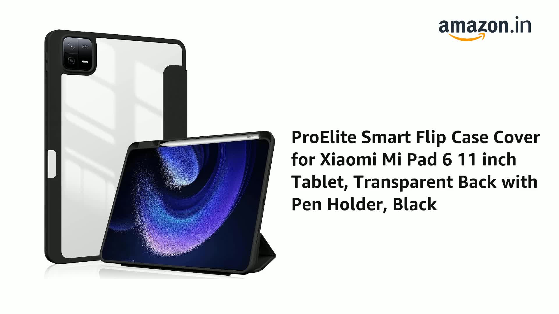 ProElite for Xiaomi Mi Pad 6 case Cover, Transaprent Flip Case for
