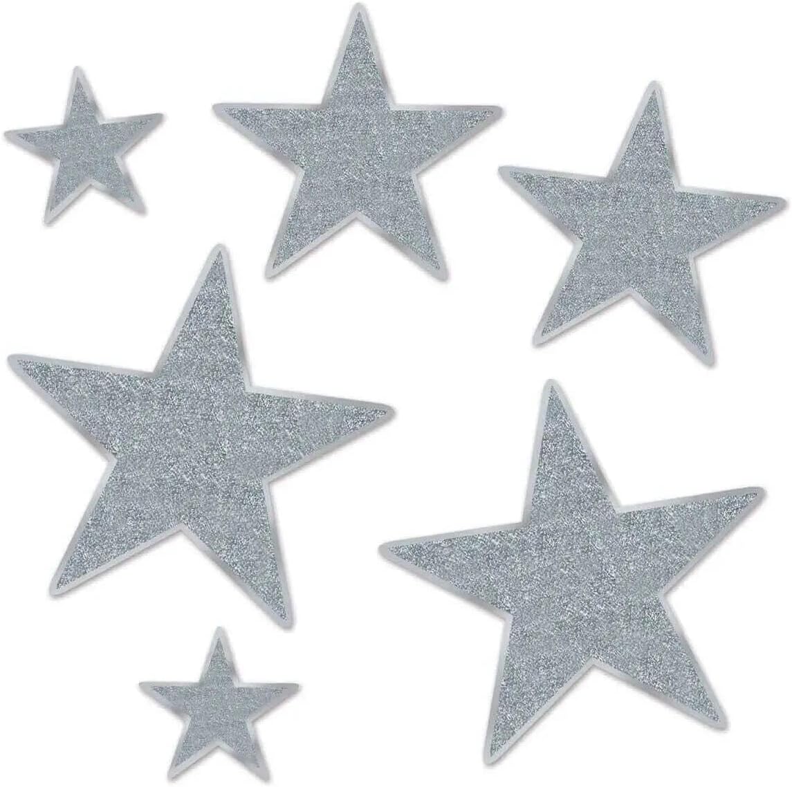 Beistle Glittered Foil Star Cutouts (6 Pack), Assorted Sizes, Gold