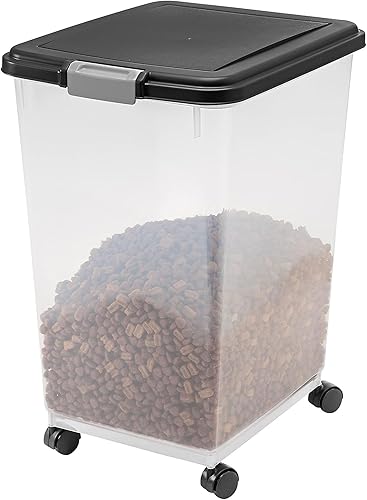 Vista 15 de IRIS USA - Recipiente hermético de 25 libras/33 cuartos de galón. IRIS USA WeatherPro - Contenedor hermético para alimentos para mascotas, con Negro