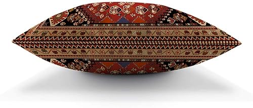 Miniatura 5 de AOYEGO Funda de almohada persa con patrón tribal en relieve étnico geométrico caótico cuadrícula de diamante en zigzag, funda de almohada decorativa