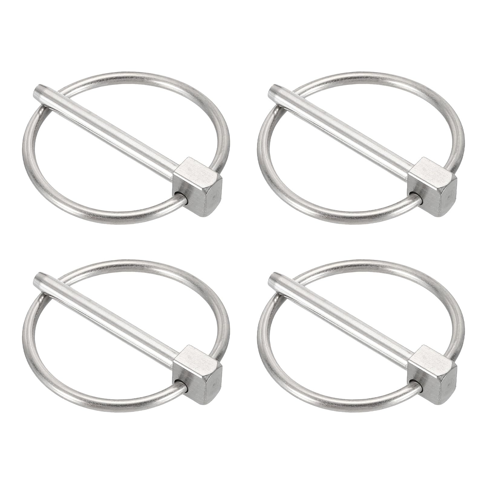 sourcing map 4Pcs Lynch Pin with Ring (4.5mm x 40mm) - Heavy Duty Linch Pins Shaft Locking Pin Clips Stainless Steel, for Farm Tractors Trucks Lawn Mowers Trailers Trolley, Silver