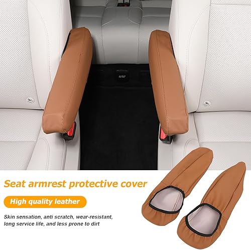 Miniatura 3 de AUCELI Fundas elásticas para reposabrazos de asiento delantero de automóvil, 13.78 x 5.12 pulgadas, 2 protectores de reposabrazos de cuero de