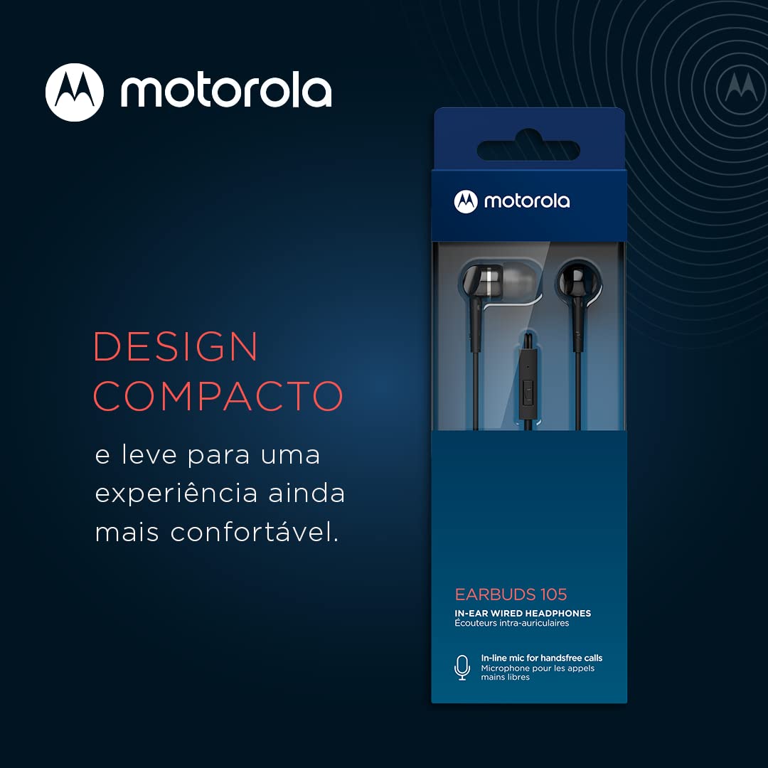 Motorola Sound Earbuds 105, in ear headphones with cable, integrated microphone, crystal clear sound - Image 3