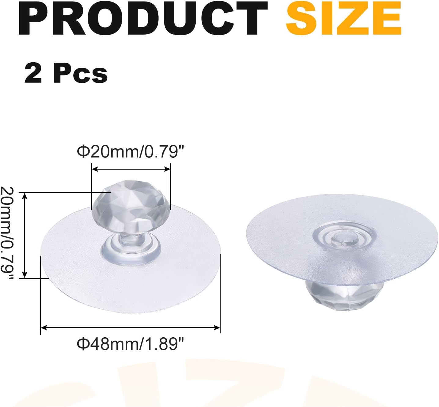 uxcell 2 Pack Adhesive Cabinet Knobs, Acrylic Stick on Drawer Knobs, Diamond Shaped Self-Stick Instant Cabinet Handle Pulls for Window Wardrobe Cupboard Drawer Closet, Clear