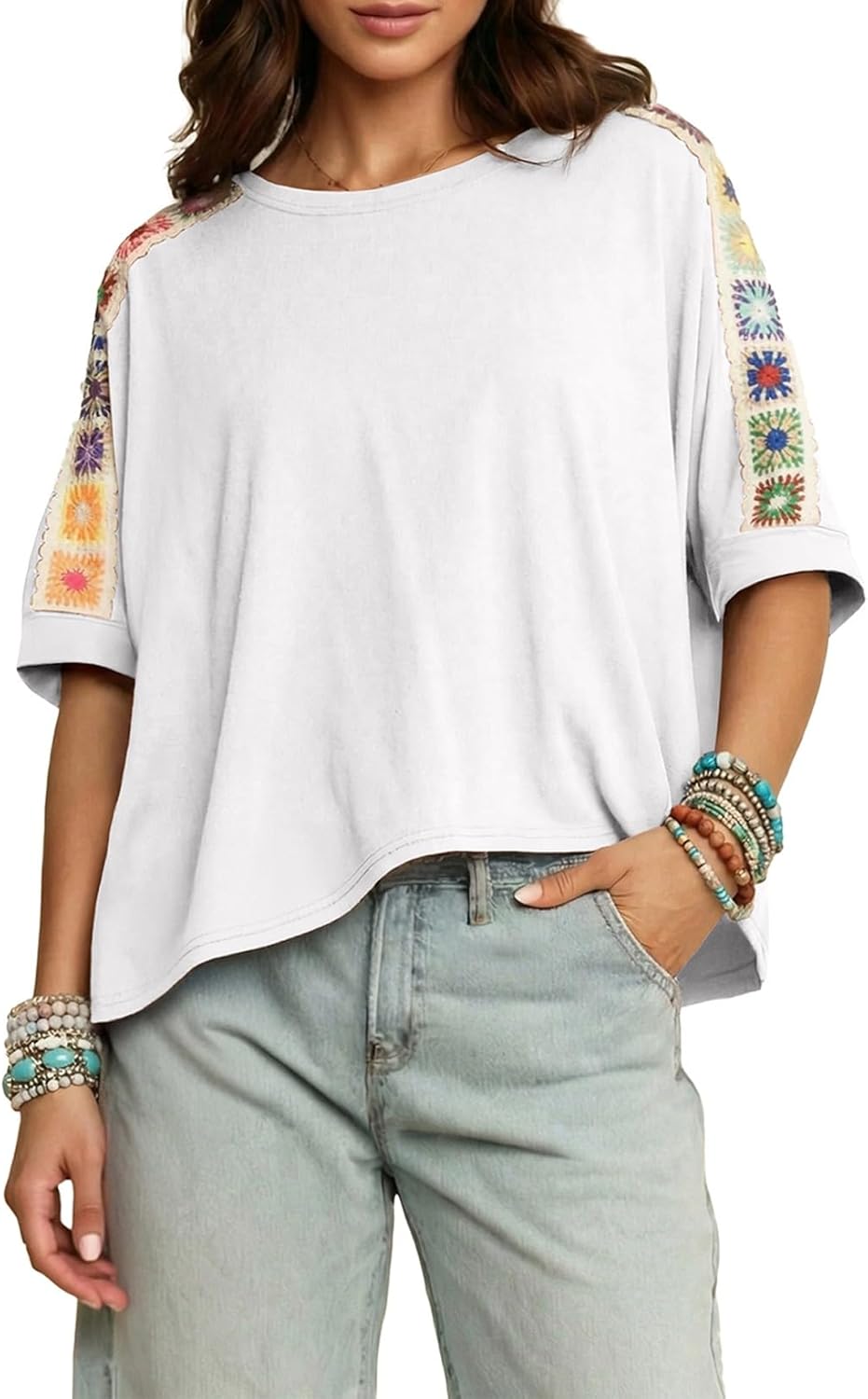 Dokotoo Women's Shirts Casual 2026 Beach Trendy Casual Summer Oversize Tops Vacation Embroidered Blouses