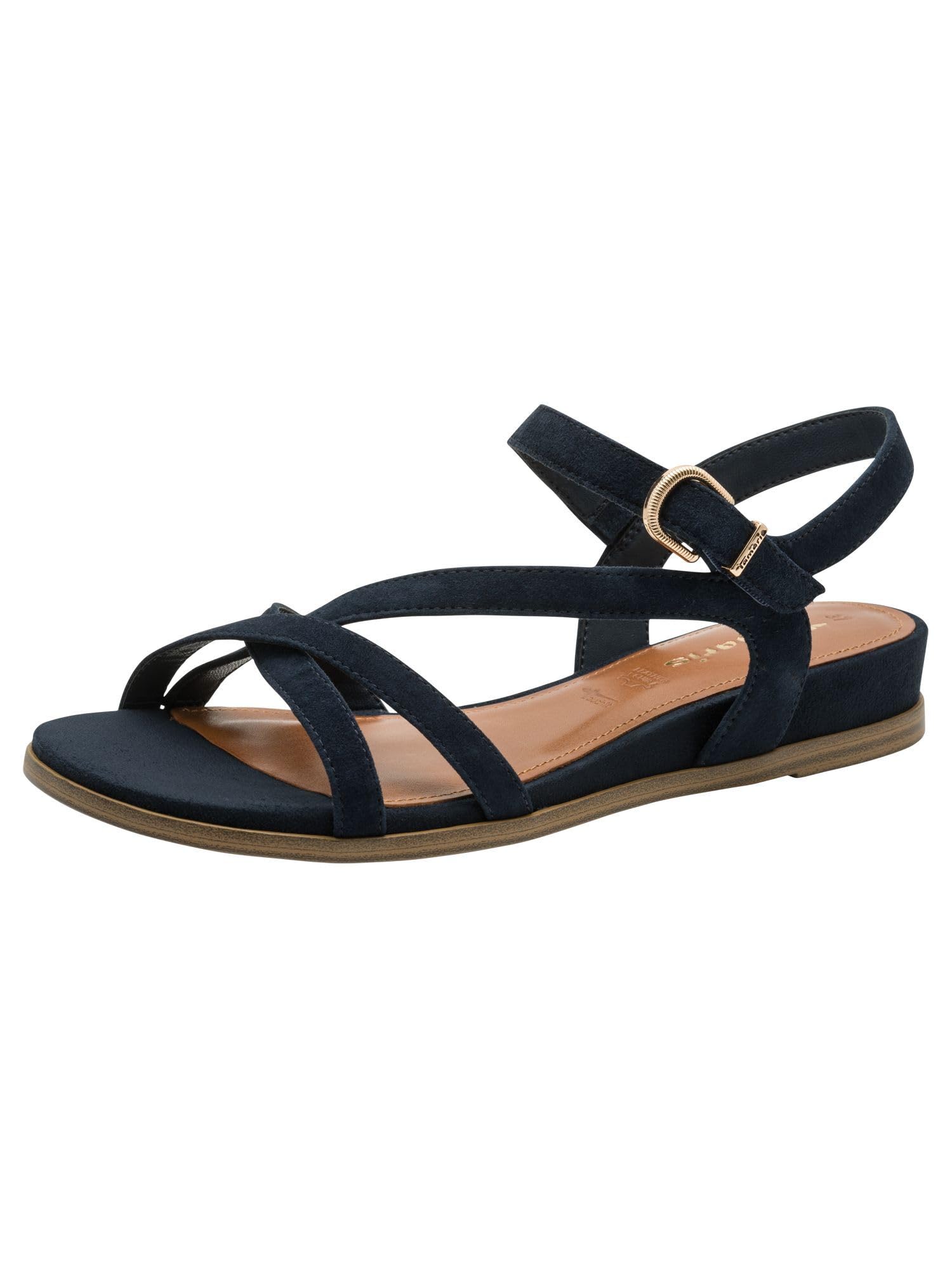 Tamaris Women’s leather sandal flat blue 6.5 UK