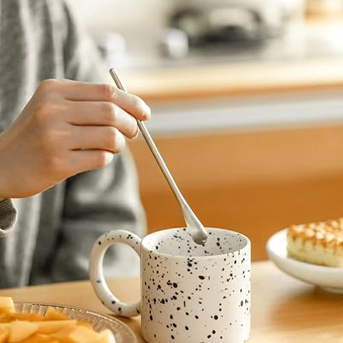 Miniatura 4 de Agitadores de café, cucharas de espresso, palitos de acero inoxidable, cuchara demitasse reutilizable, cucharas de té de mango redondo de 6.3