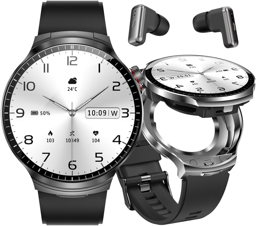 Smart Watch with Earbuds, 2 in 1 Bluetooth Smart Watch, 1.85" HD IPS Screen Smartwatch for Men Women, Fitness Tracker Long Time Standby Men Women Sports Smartwatch