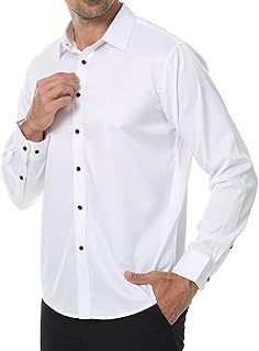Mens Stretch Button Down Shirt Regular Fit Casual and Business Wrinkle-Resistant Dress Shirts for Men - Buy now