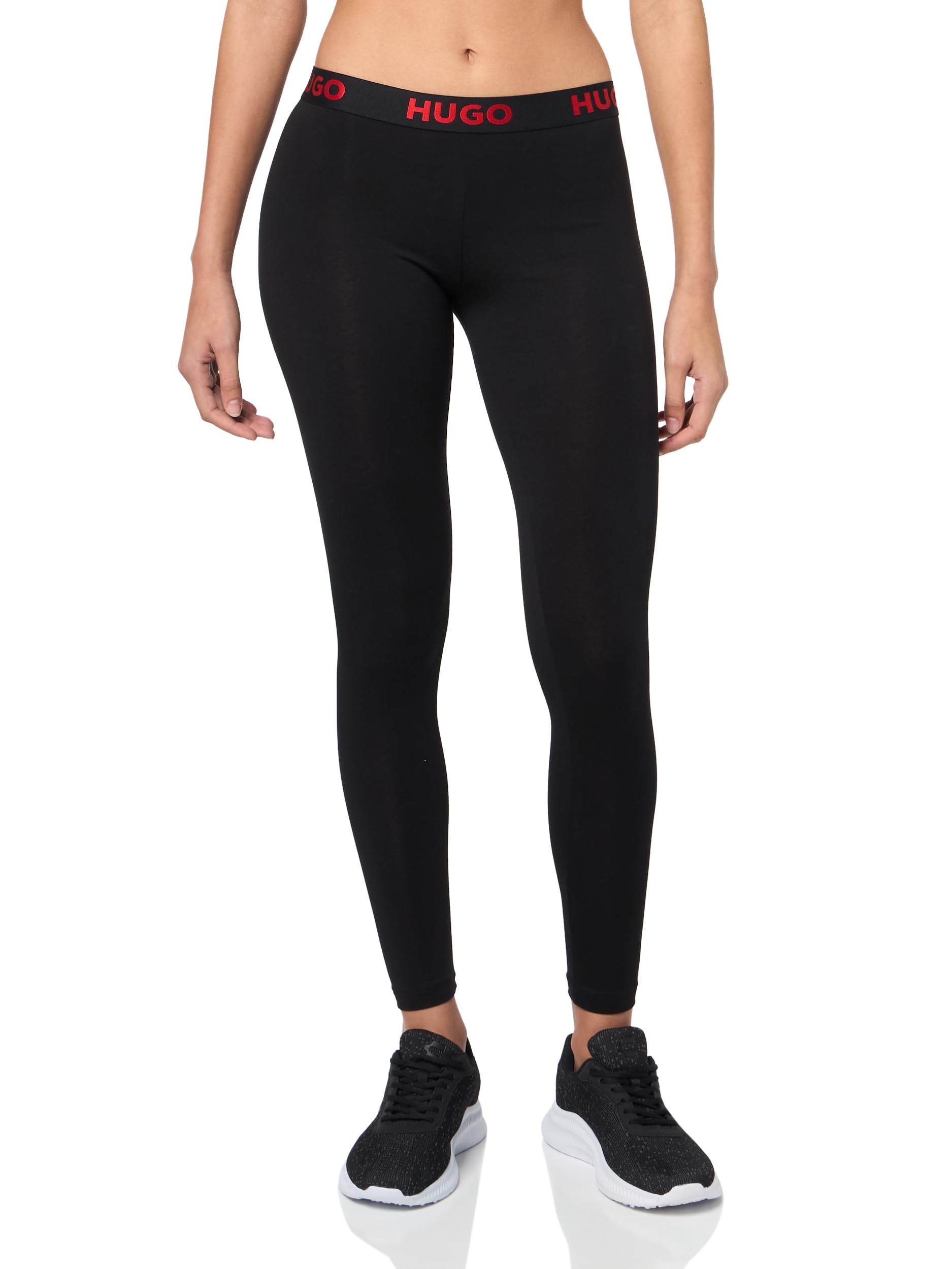 HUGO Women's Sporty Logo Leggings, Black Leather, XL