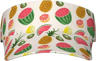 ELRoal Tropical Fruits Printed Adult Sunscreen Visor Cap Lightweight and Breathable Adult Sun Visor Empty top hat Versatile Outdoor hat Black