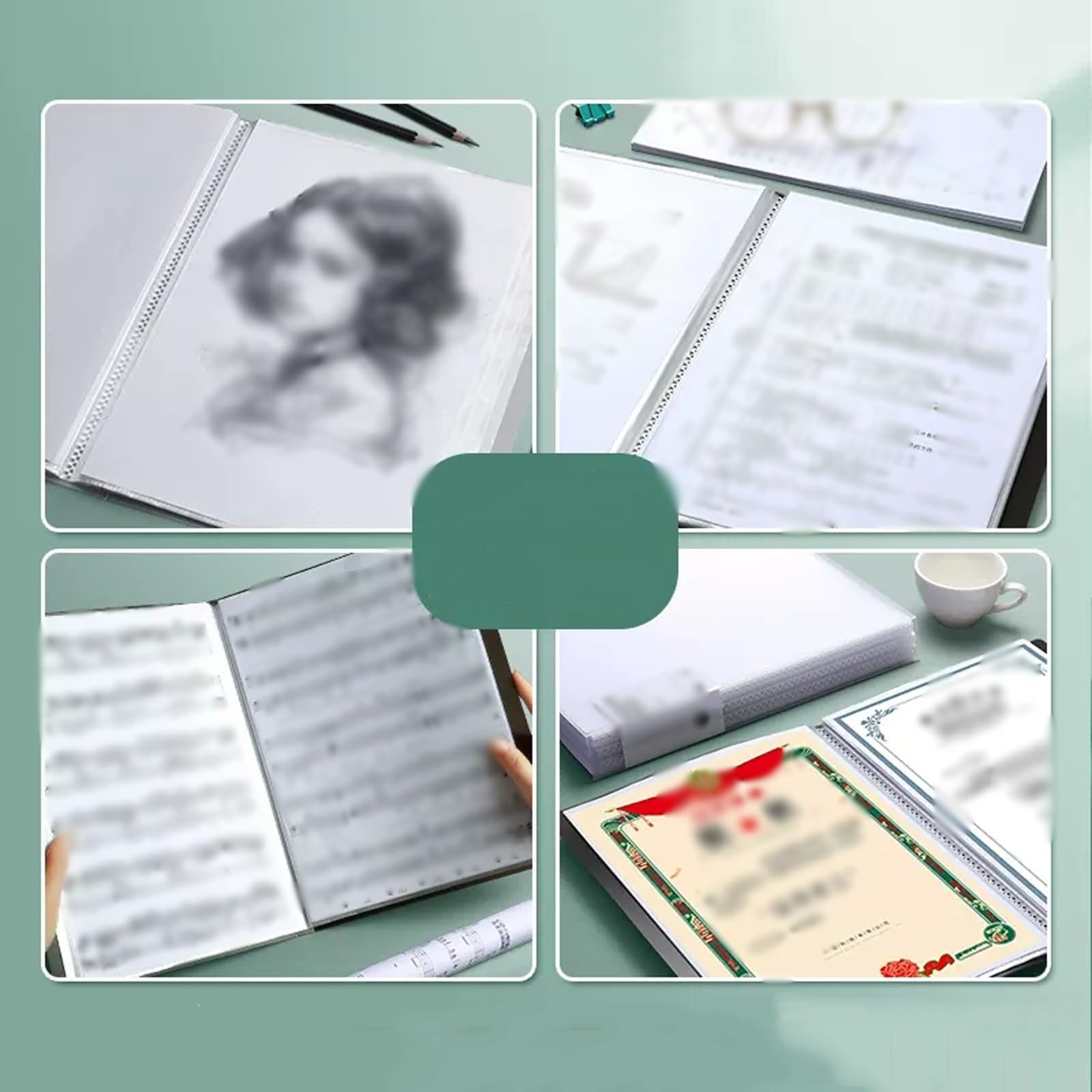 Portafoglio in plastica A4, Cartella for libri dati A4 da 2 pezzi Cartella trasparente con inserto multistrato Cartella for ordinamento e organizzazione di fogli sfusi Cartella for archiviazione file