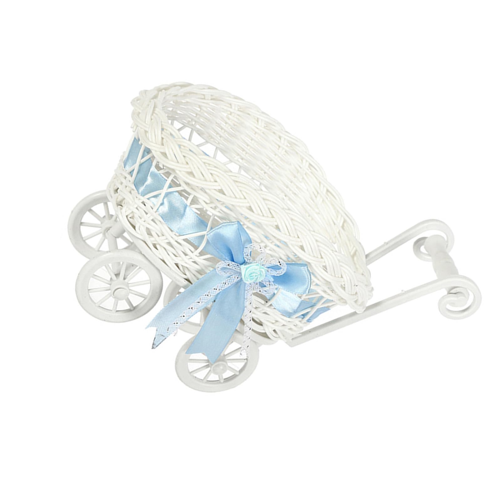 Artistic Woven Basket Mobile Storage Cart for Festive Floral Arrangement Decorative Trolley Party Display Basket