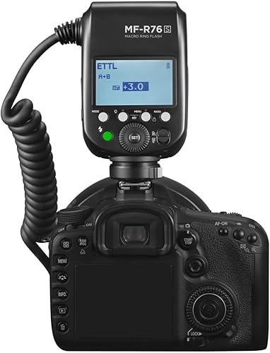 Miniatura 3 de Flashpoint MF-R76 TTL Macro Ring Flash para cámara Sony, ajuste de potencia, tiempo de reciclaje de 0.1-1s, anillo macro flash de 76 W alimentado