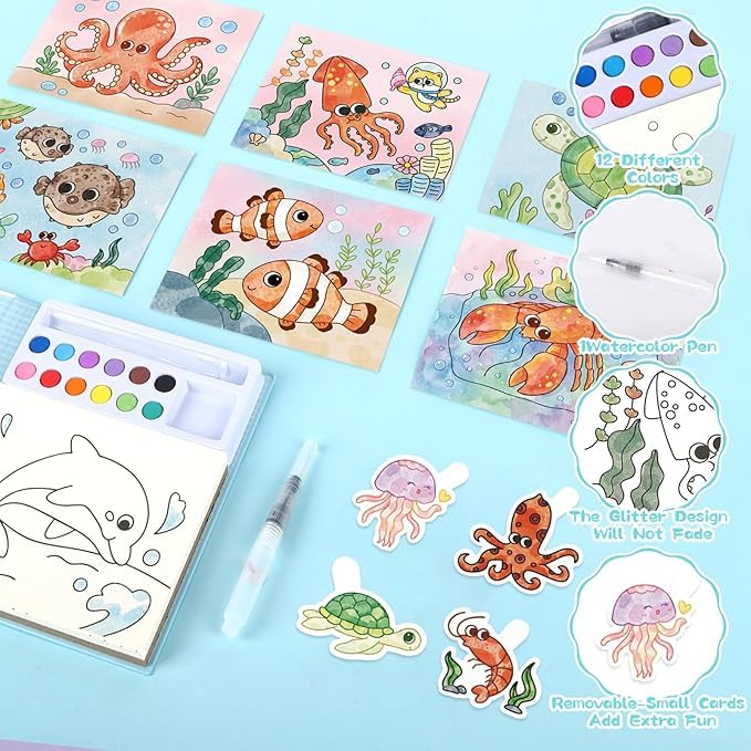 Image of Watercolor Painting and Doodle Set for Kids, Water World
