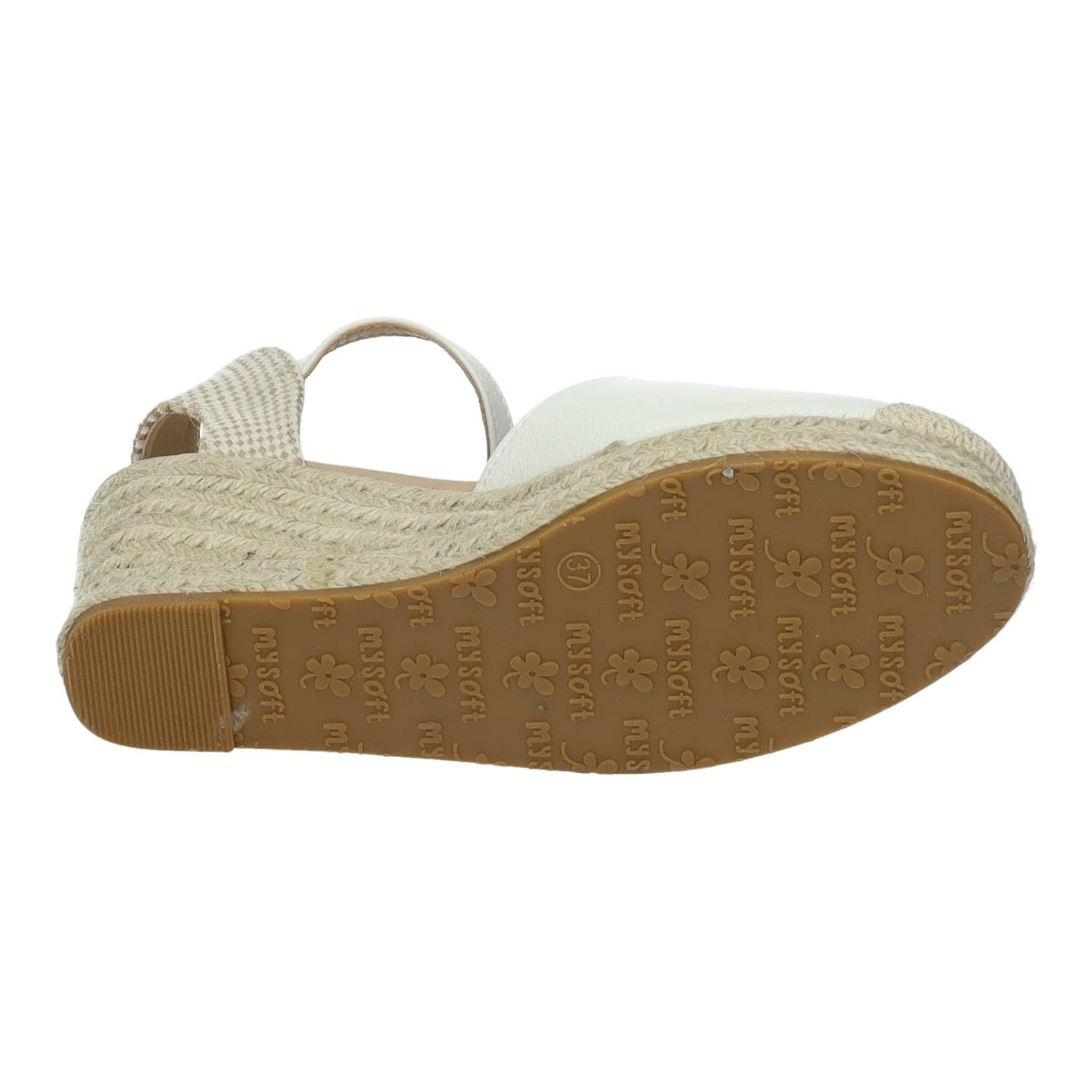 mysoft 25M150 Alpargatas con cuña Blanca para Mujer, diseño Elegante y cómodo Hecho en España Mujer Alpargatas
